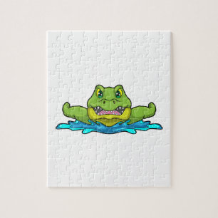 Krokodil beim Schwimmen im Wasser