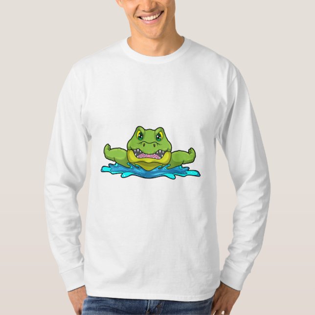 Krokodil beim Schwimmen im Wasser T-Shirt (Vorderseite)