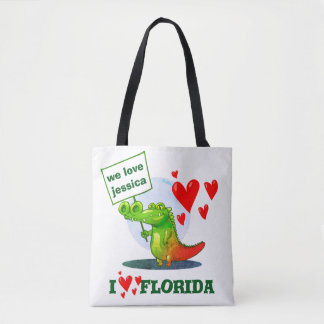 Krokodil-Cartoon in Liebe florida Tasche