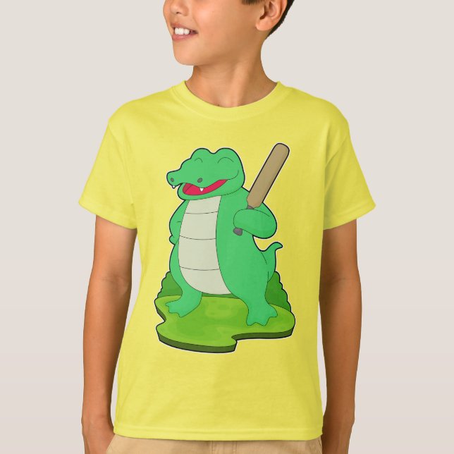 Krokodil-Cricket-Schläger T-Shirt (Vorderseite)