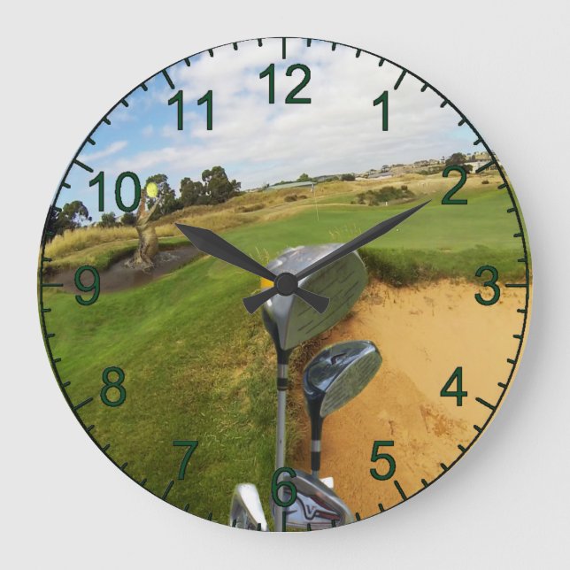Krokodil, der einen Golfball fängt, Wall Clock Große Wanduhr (Vorderseite)