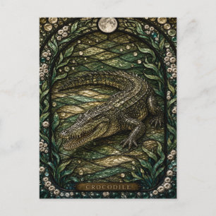 Krokodil Gezeitenfluss Illumina Bleiglas Postkarte