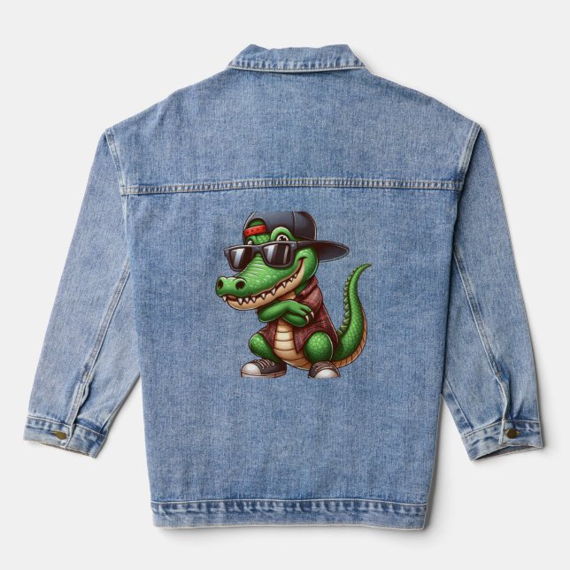 Krokodil-Hip Hop Jeansjacke (Rückseite)