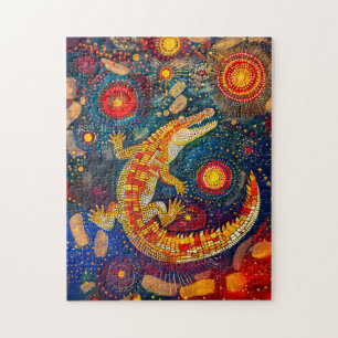 Krokodil im aborigines Dot Art Stil