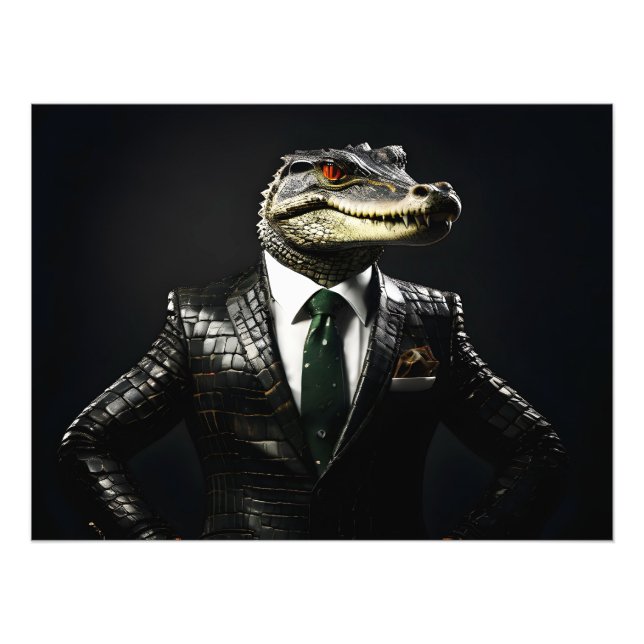 Krokodil im Anzug Fotodruck (Vorne)
