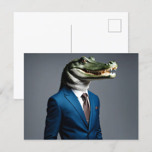 Krokodil im Anzug Postkarte