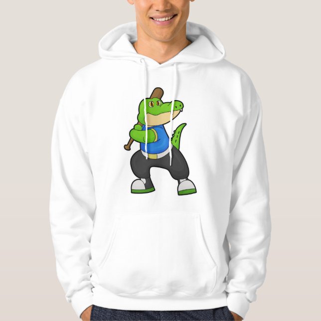Krokodil im Baseball mit Baseballschläger Hoodie (Vorderseite)