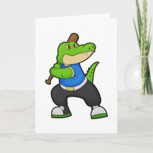 Krokodil im Baseball mit Baseballschläger Karte