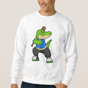 Krokodil im Baseball mit Baseballschläger Sweatshirt
