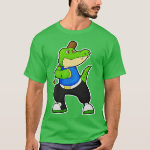 Krokodil im Baseball mit Baseballschläger T-Shirt