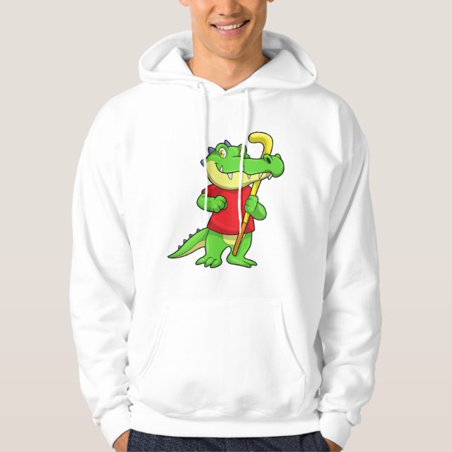 Krokodil im Feldhockey mit Hockeystick Hoodie (Vorderseite)
