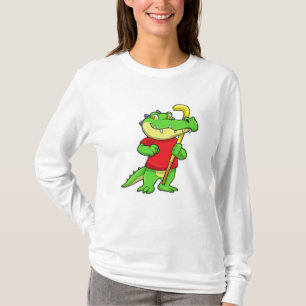 Krokodil im Feldhockey mit Hockeystick T-Shirt