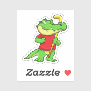 Krokodil im Feldhockey mit Stick Aufkleber