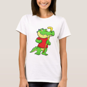 Krokodil im Feldhockey mit Stick T-Shirt