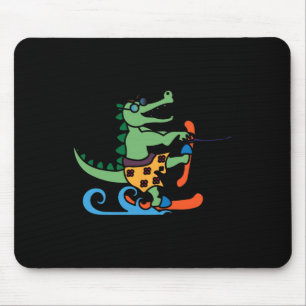 Krokodil Liebhaber Skifahren Alligator Reptil Wass Mousepad