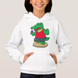 Krokodil mit Blume Hoodie