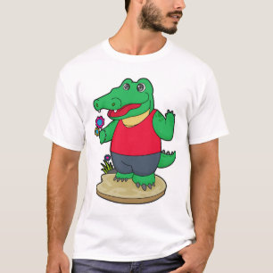 Krokodil mit Blume T-Shirt