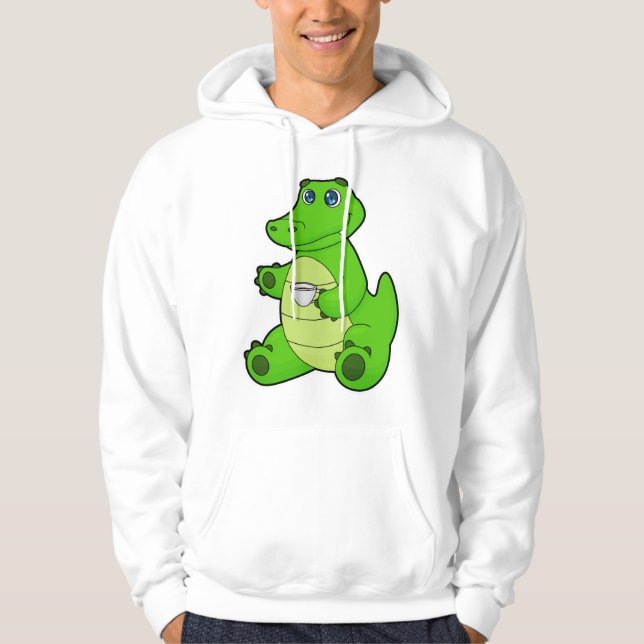 Krokodil mit Kaffee-Cup Hoodie (Vorderseite)