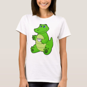 Krokodil mit Kaffee-Cup T-Shirt