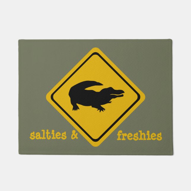 Krokodil-Straßenschild - Tür Fußmatte (Vorderseite)