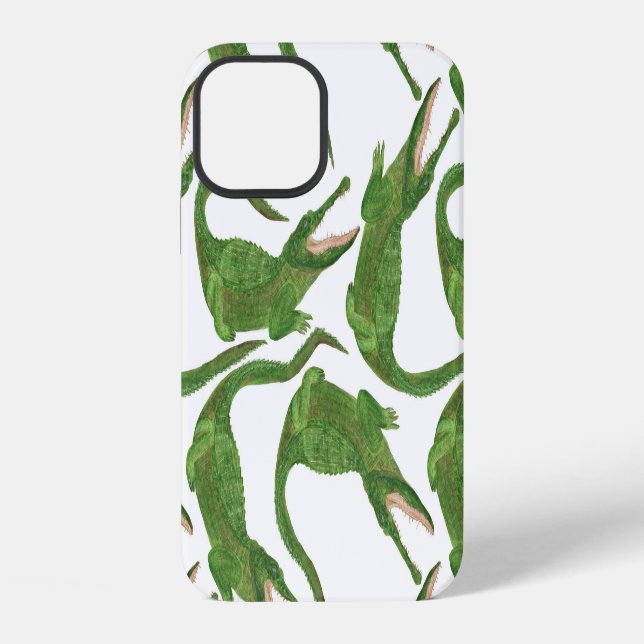 Krokodil Weiß Aquarell-Array iPhone 12 Hülle (Rückseite)