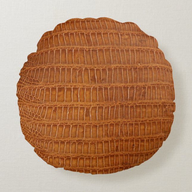Krokodilalligatorenledertextur nah  rundes kissen (Vorderseite)
