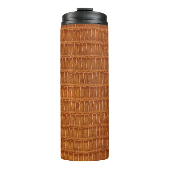 Krokodilalligatorenledertextur nah  thermosbecher (Vorderseite)