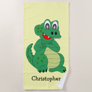 Krokodile Design gelb gefärbt Personalisiert Strandtuch