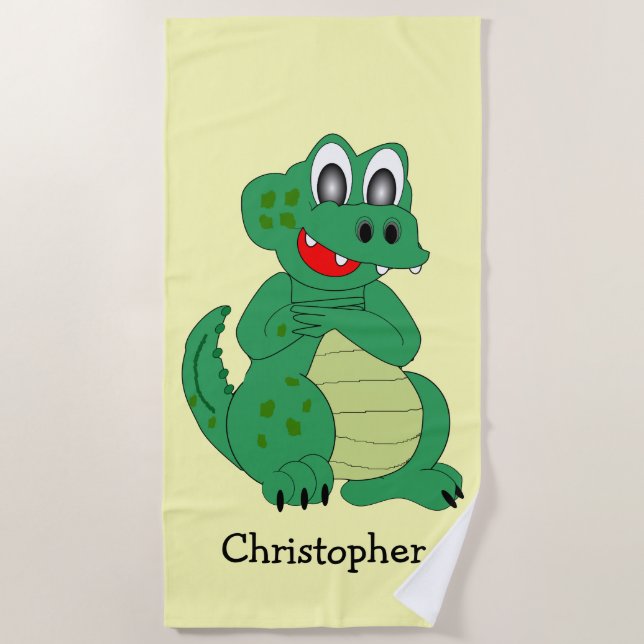 Krokodile Design gelb gefärbt Personalisiert Strandtuch (Vorderseite)