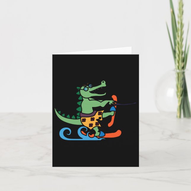 Krokodile Lover Skifahrer Reptilien Wasserski Karte (Vorderseite)