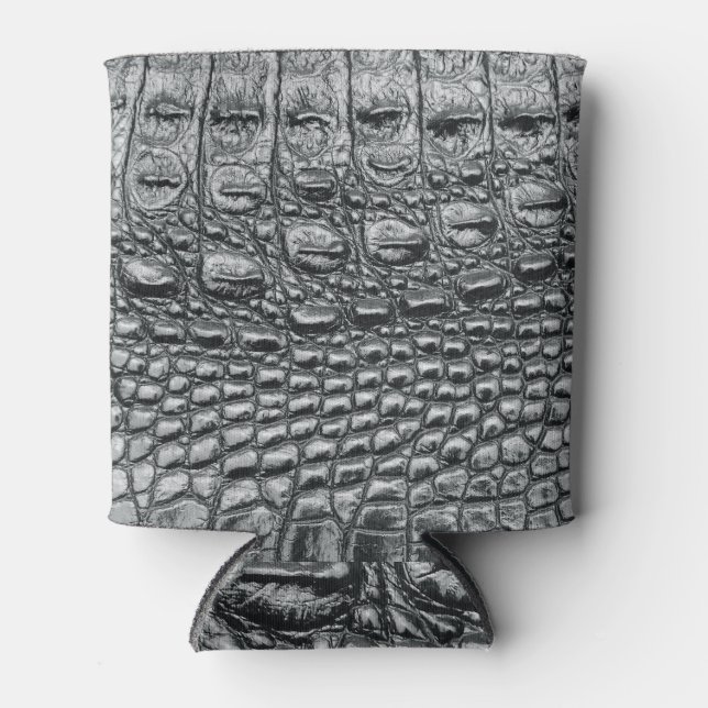 Krokodile Noir: Mystik aus schwarzem Leder Dosenkühler (Vorderseite)