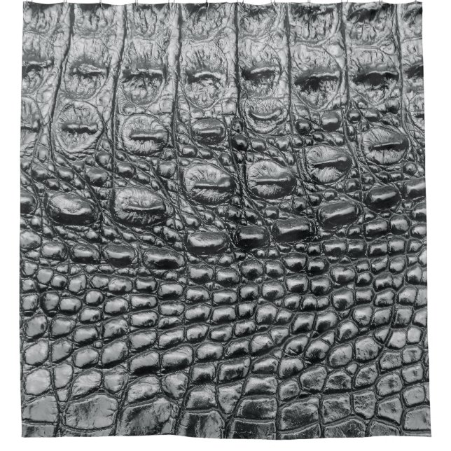 Krokodile Noir: Mystik aus schwarzem Leder Duschvorhang (Vorderseite)