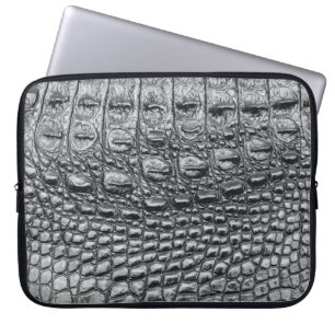 Krokodile Noir: Mystik aus schwarzem Leder Laptopschutzhülle