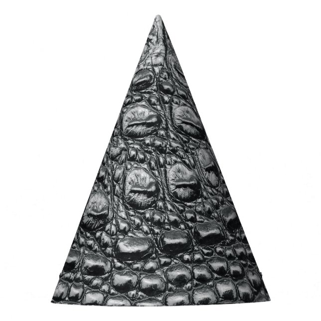 Krokodile Noir: Mystik aus schwarzem Leder Partyhütchen (Vorderseite)