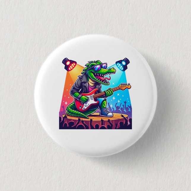 Krokodile Rockstar coole Kunst Button (Vorderseite)