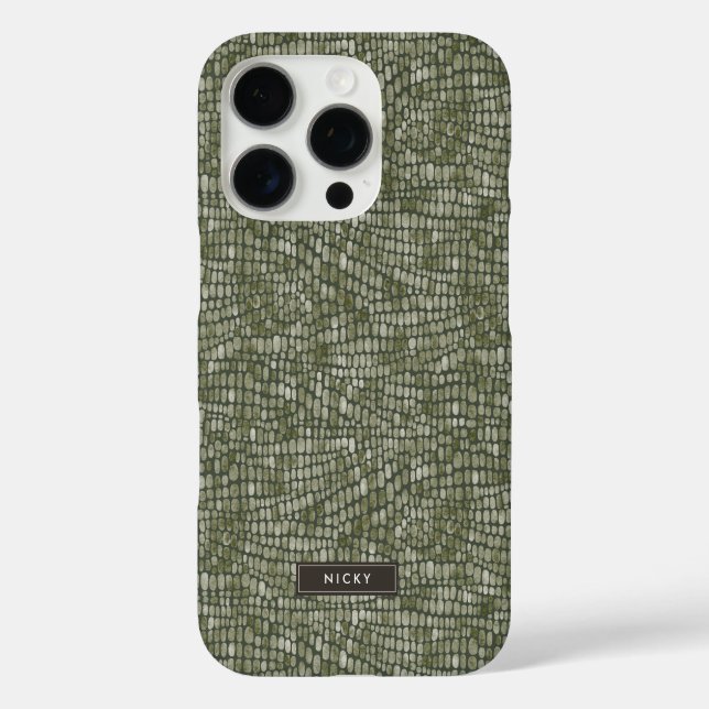 Krokodile Schlange Reptile Wildtierhautmuster iPhone 16 Pro Hülle (Rückseite)