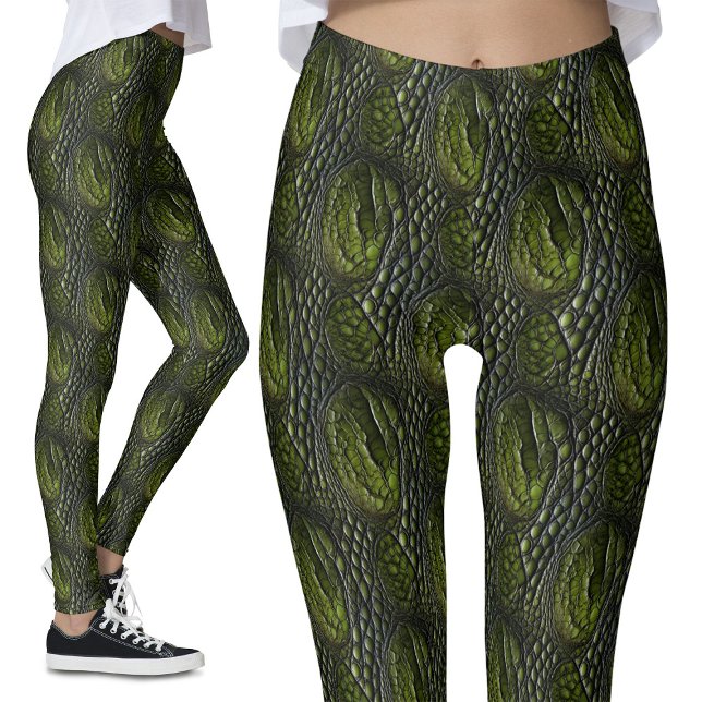 Krokodile-Skin-Drache skaliert das Monster des grü Leggings (Von Creator hochgeladen)