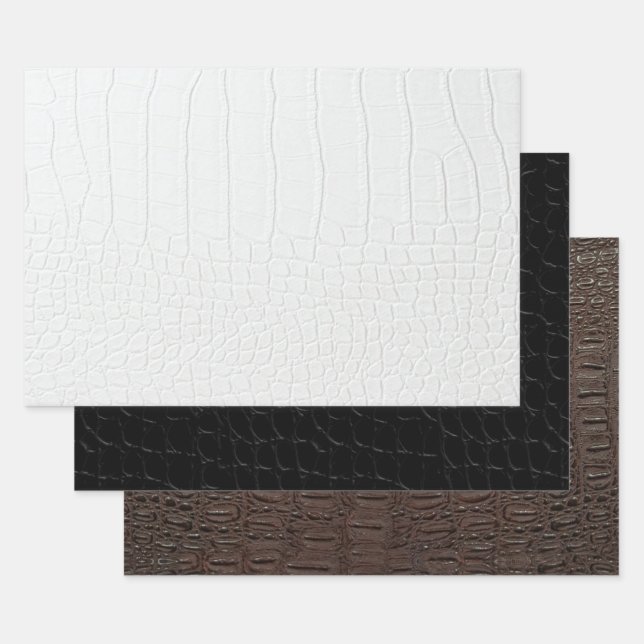 Krokodile-Skin-Druck in drei Farben Geschenkpapier Set (Set)