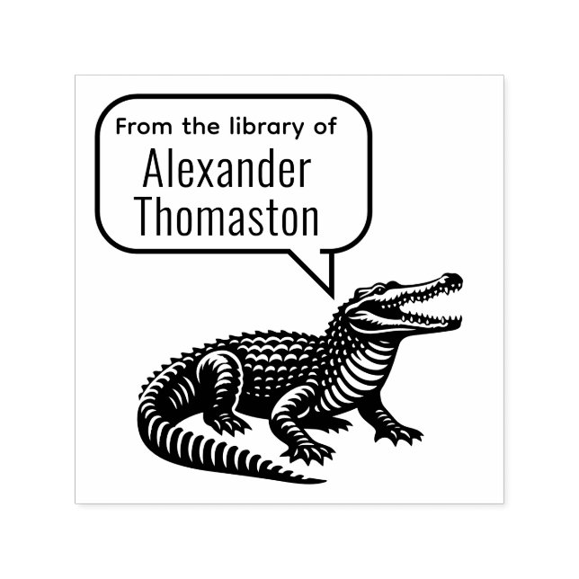 Krokodile-Sprechblase Bibliothek mit Buchnamen Permastempel (Design)