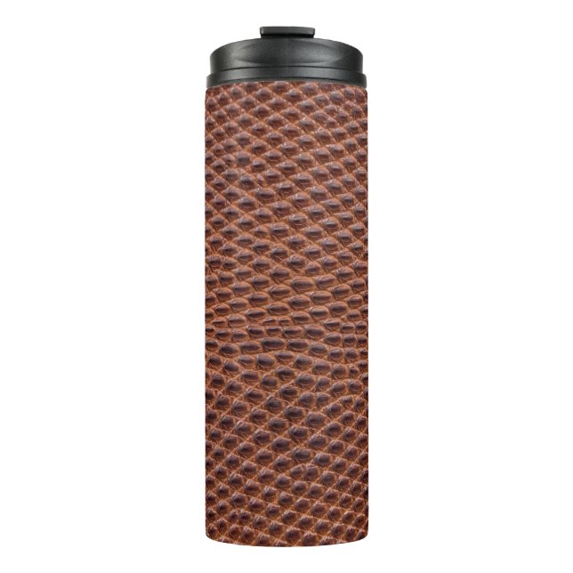 Krokodilhaut: Braunledertextur Thermosbecher (Vorderseite)