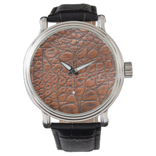 Krokodilleder-Fake-Look Armbanduhr