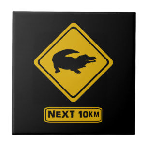 Krokodils-Straßenschild Fliese