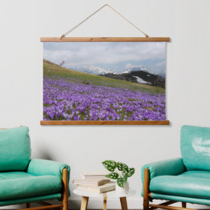 Krokus-Blume in Velika Planina, Slowenien Wandteppich Mit Holzrahmen