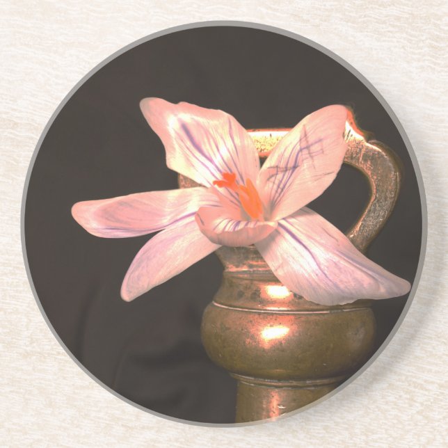 Krokusblumen Sandstein Untersetzer (Vorne)