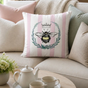 Kronbee im Kraut   Rosa und Weiß gestrichen Kissen