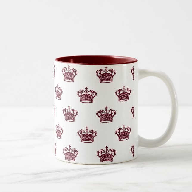Krone 01 - Maroon auf Weiß Zweifarbige Tasse (Rechts)