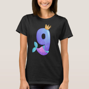 Krone 9. Geburtstag Königin Meerjungfrau 9 Jahre a T-Shirt