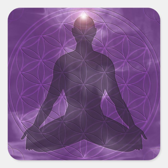 Krone Chakra Sahasrara Quadratischer Aufkleber (Vorderseite)