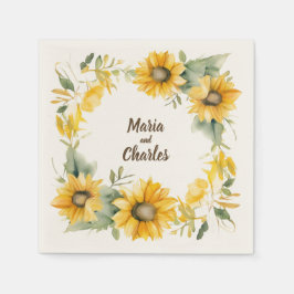 Krone der Sonnenblumen: Personalisierte Hochzeit v Serviette