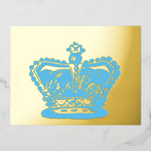 Krone Goldkrone Es ist eine junge Geburtserkläru Folie Einladungspostkarte